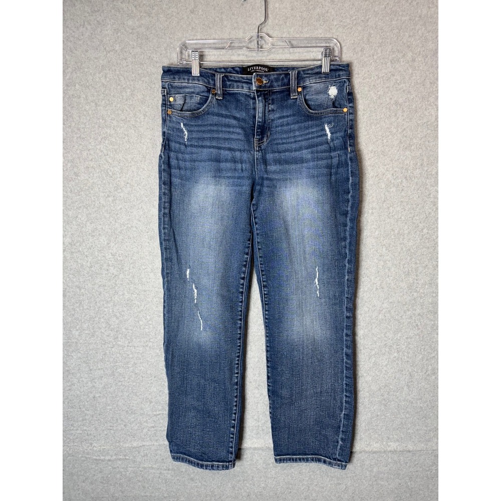Liverpool Jeans Womens 8 Los‎ Angeles Distressed Denim Skinny Blue Wash